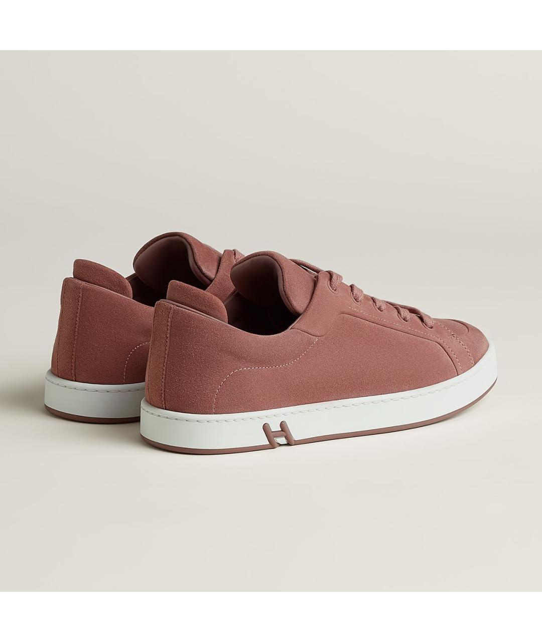 HERMES Коралловые замшевые кеды, фото 3