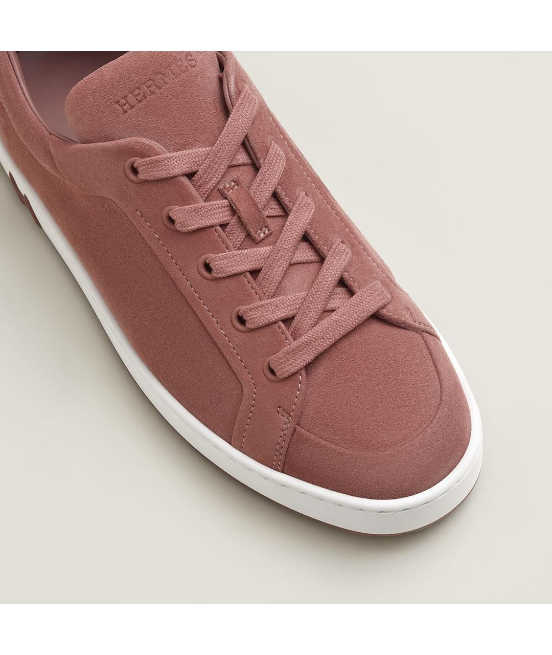 HERMES Коралловые замшевые кеды, фото 4