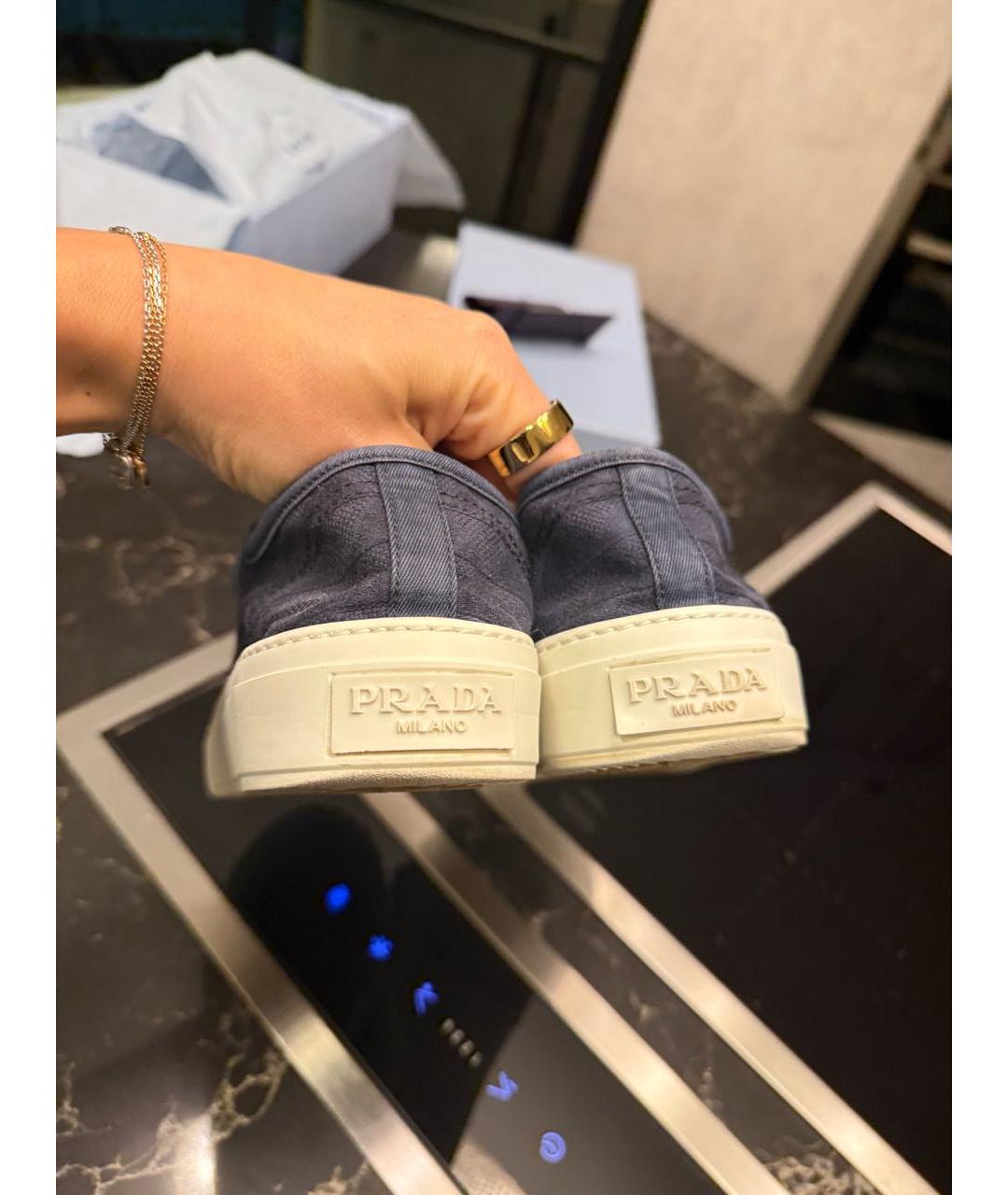 PRADA Синие текстильные кеды, фото 5