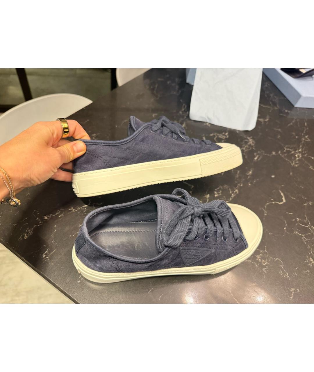 PRADA Синие текстильные кеды, фото 8