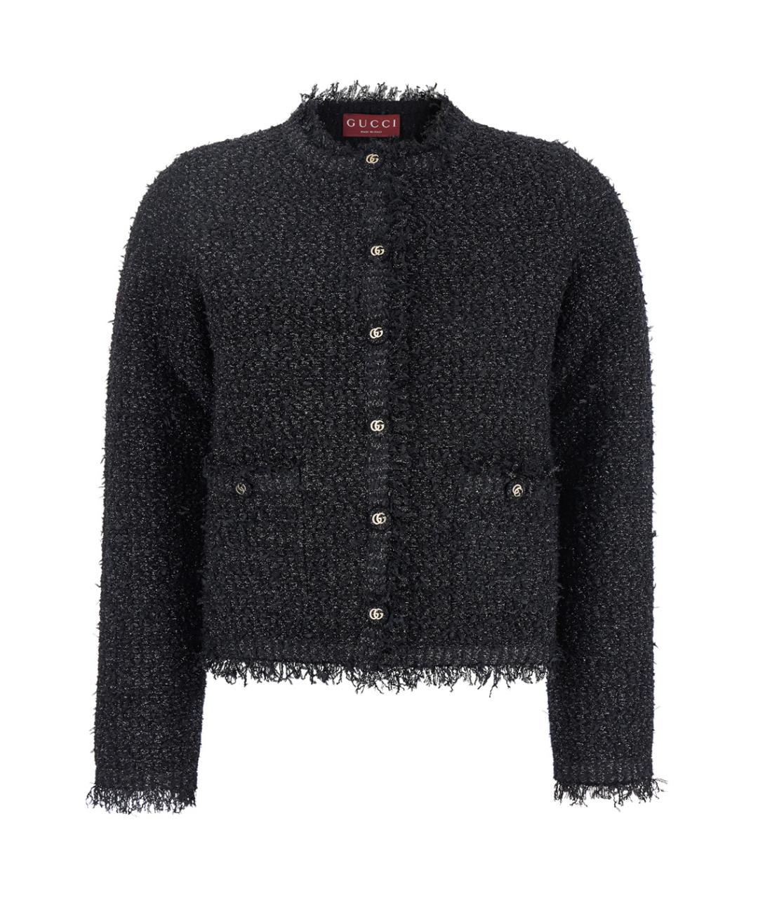 GUCCI Черный твидовый жакет/пиджак, фото 1