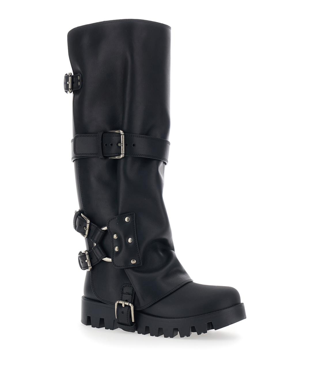 DOLCE&GABBANA Черные кожаные сапоги, фото 2
