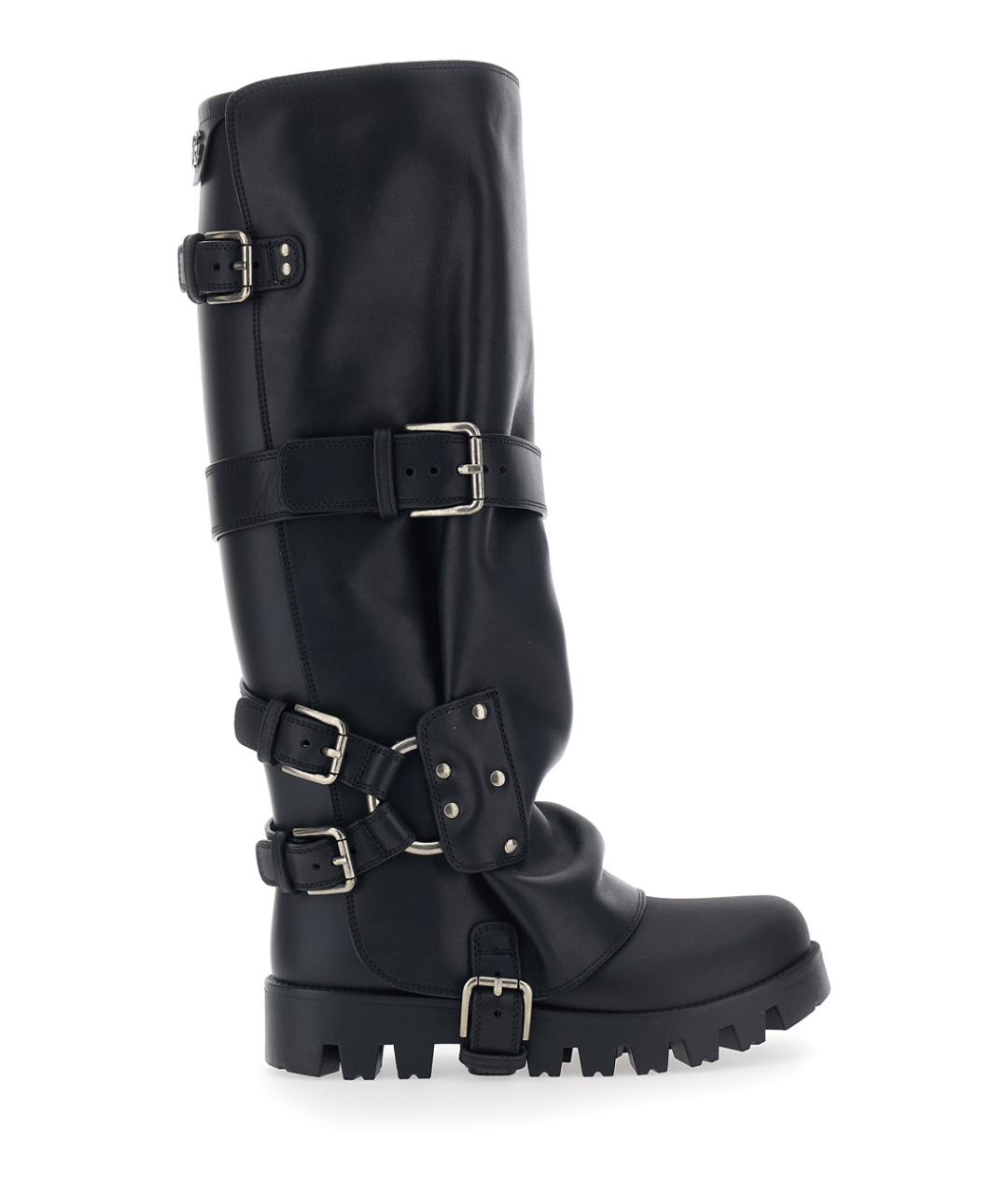 DOLCE&GABBANA Черные кожаные сапоги, фото 1