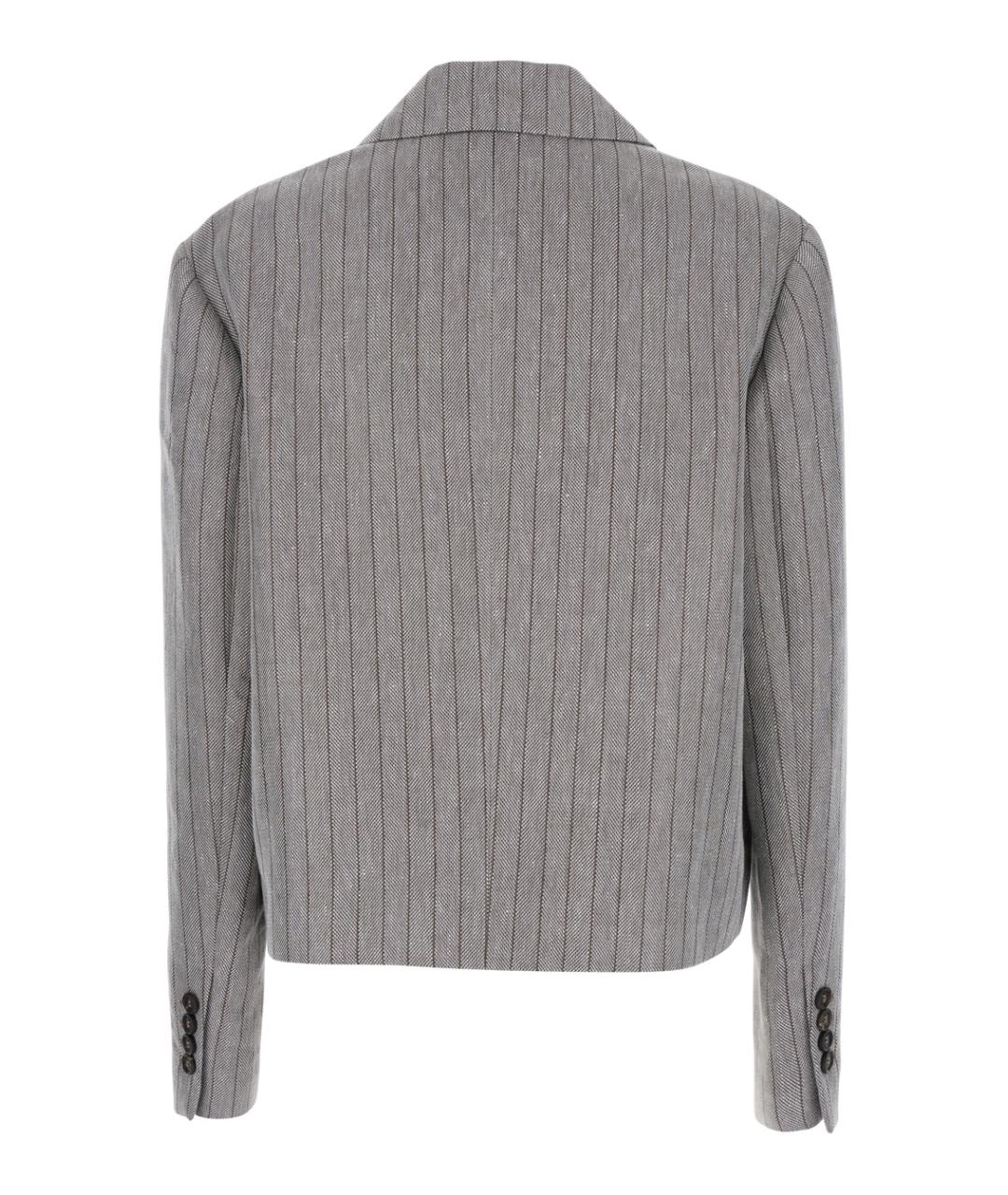 BRUNELLO CUCINELLI Серый льняной жакет/пиджак, фото 2