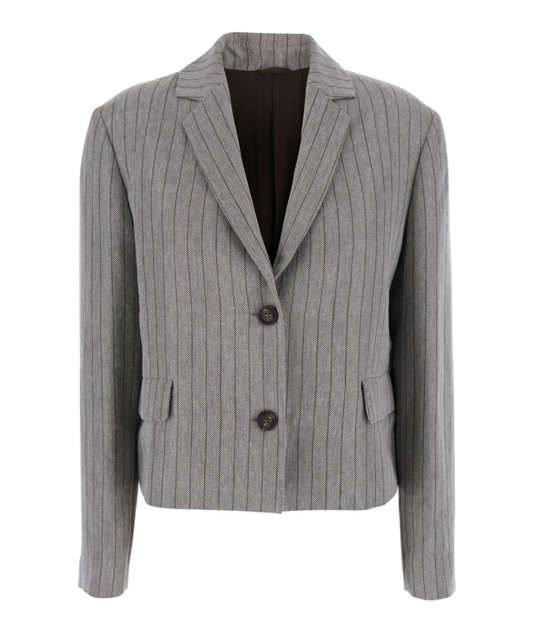 BRUNELLO CUCINELLI Серый льняной жакет/пиджак, фото 1