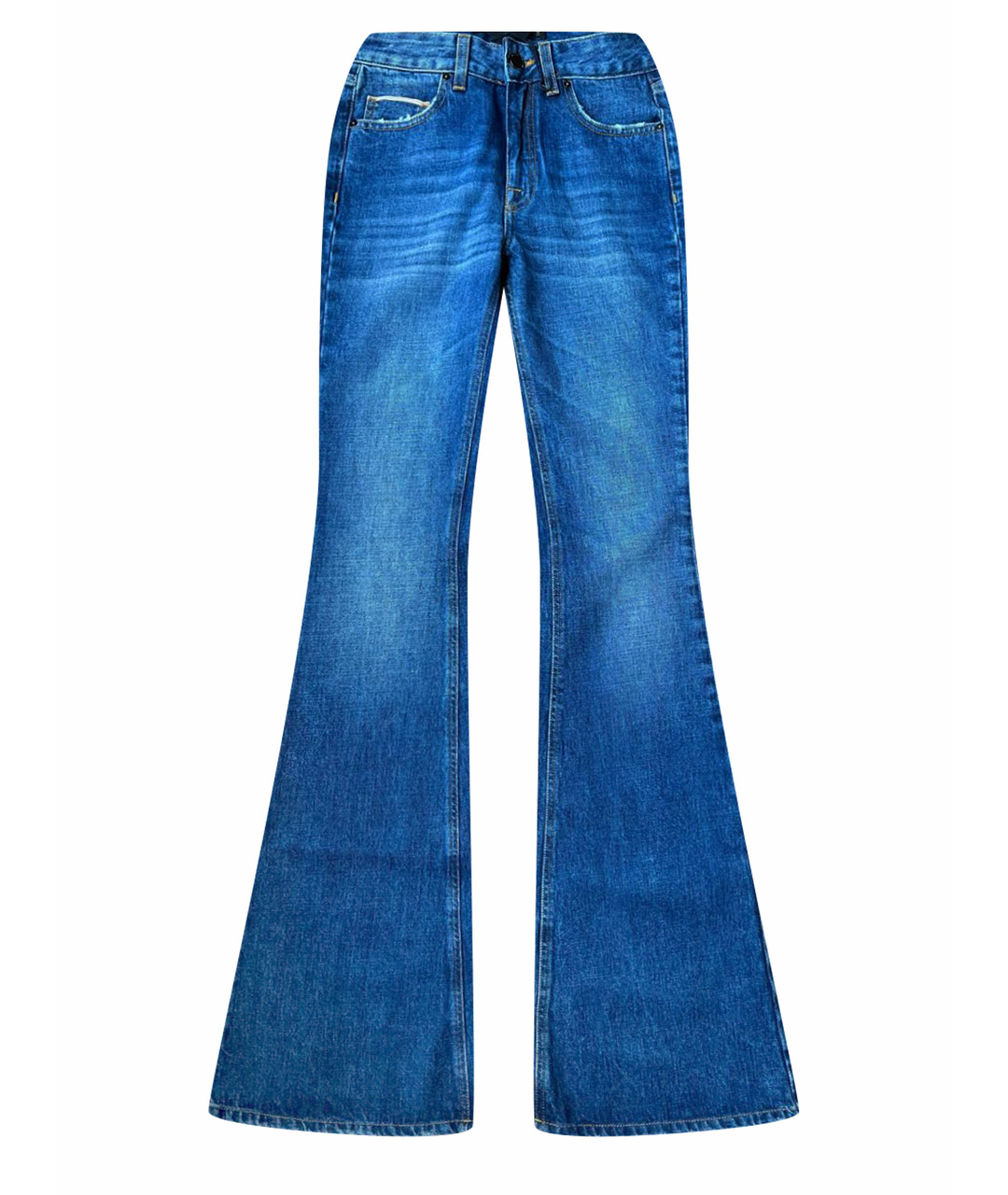 VICTORIA BECKHAM Темно-синие хлопковые джинсы клеш, фото 1