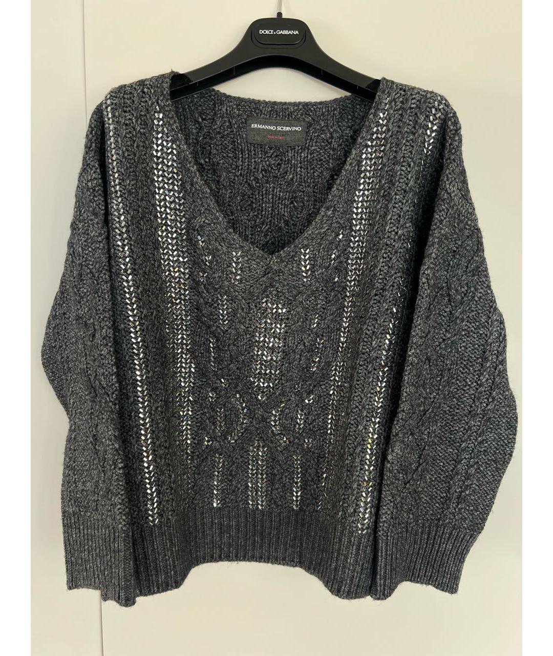 ERMANNO SCERVINO Антрацитовый шерстяной джемпер / свитер, фото 9