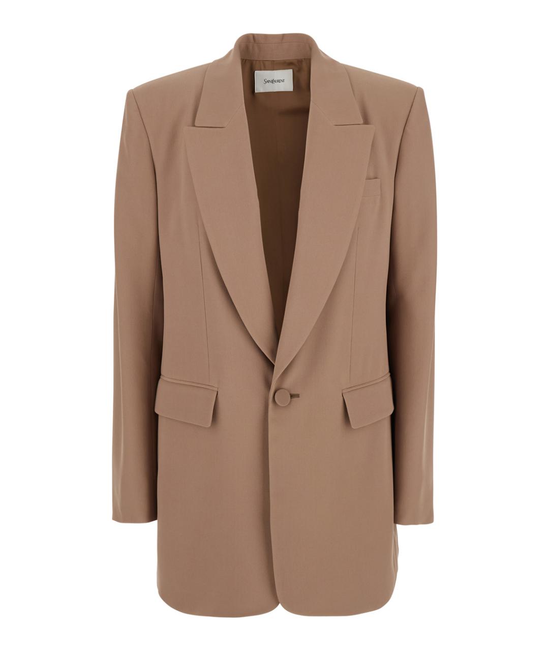 SAINT LAURENT Бежевый шерстяной жакет/пиджак, фото 1