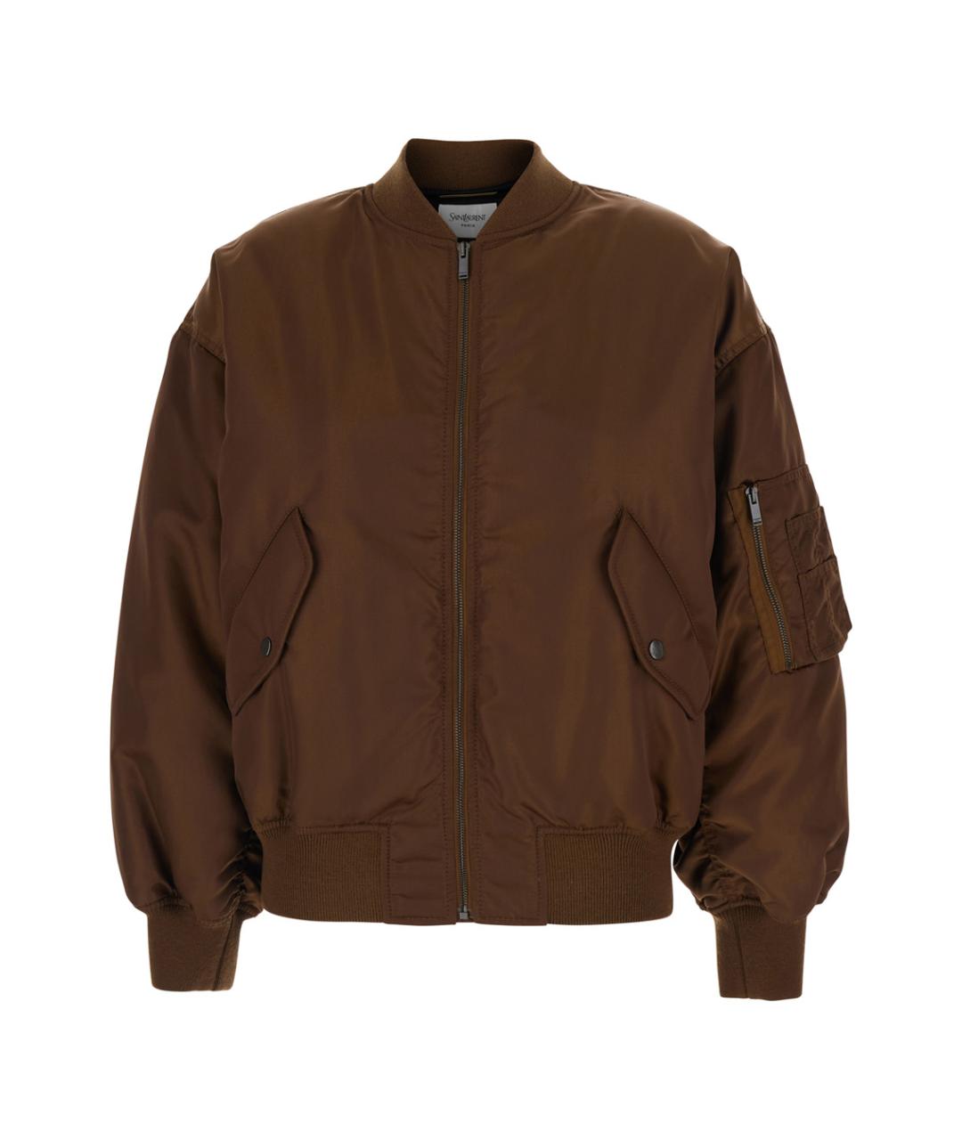 SAINT LAURENT Коричневая полиамидовая куртка, фото 1