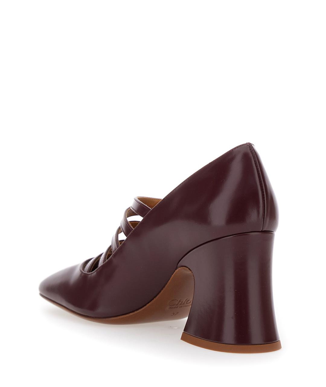 CHLOE Бордовые кожаные туфли, фото 3