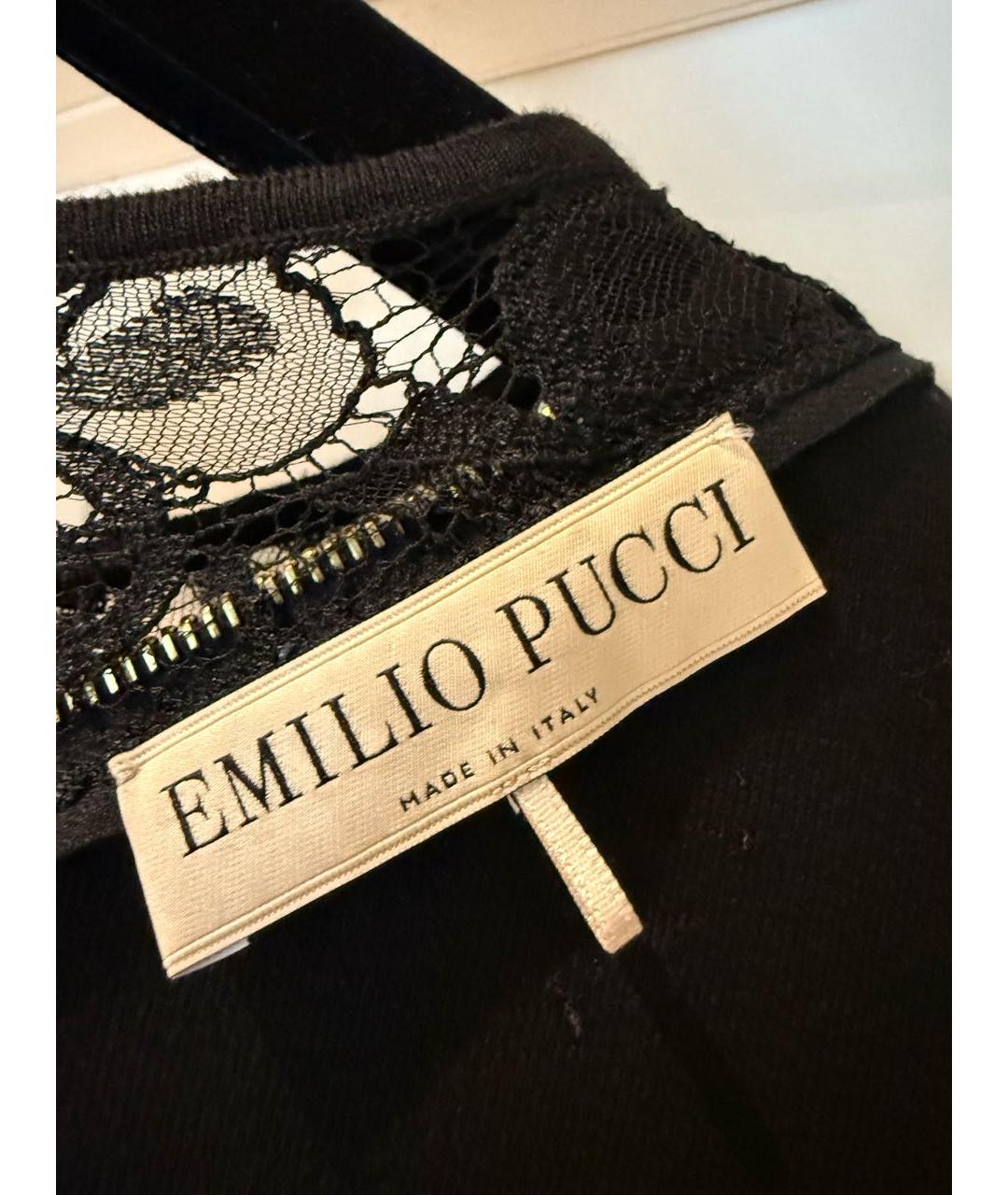 EMILIO PUCCI Черное хлопко-эластановое коктейльное платье, фото 6