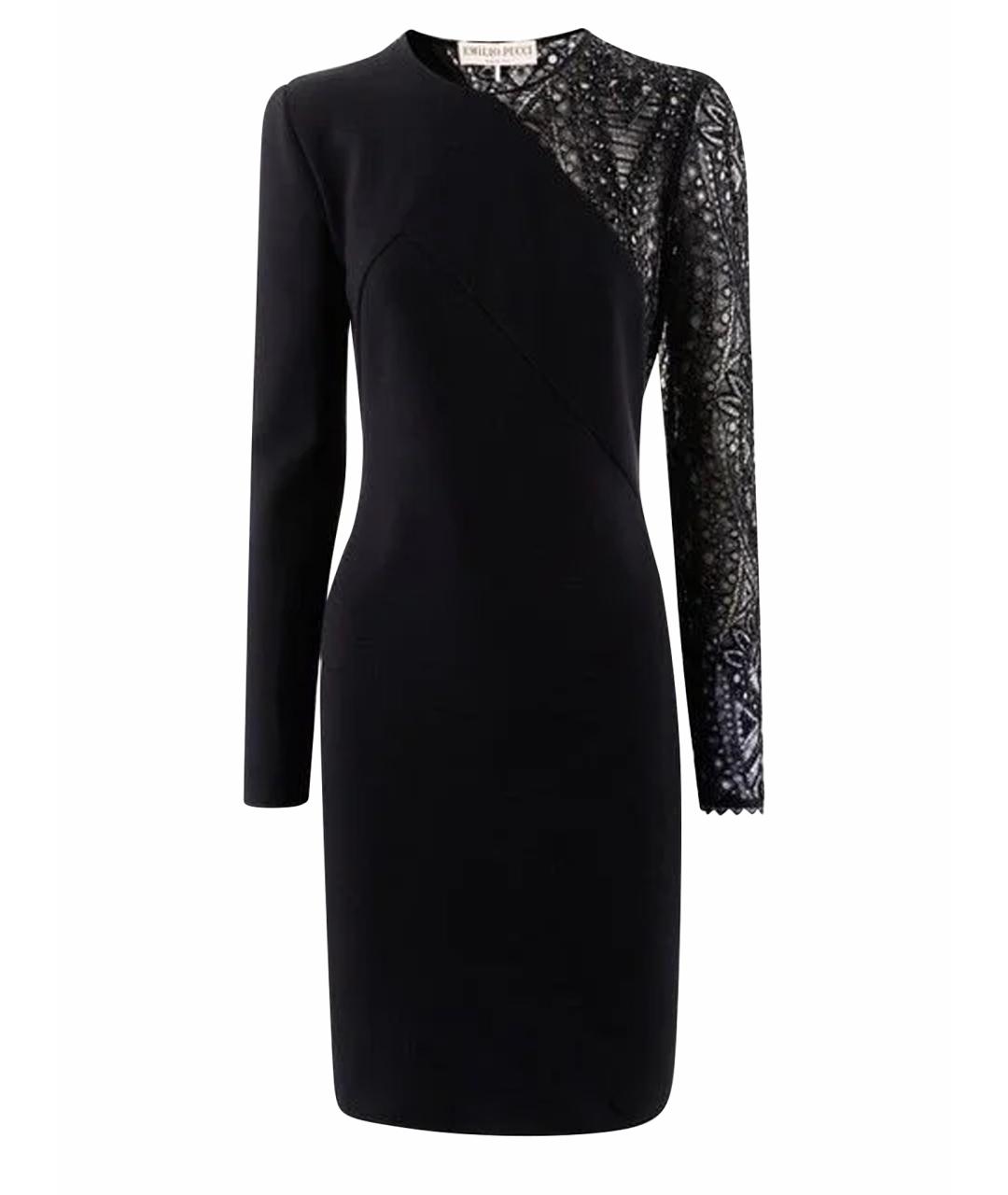 EMILIO PUCCI Черное хлопко-эластановое коктейльное платье, фото 1