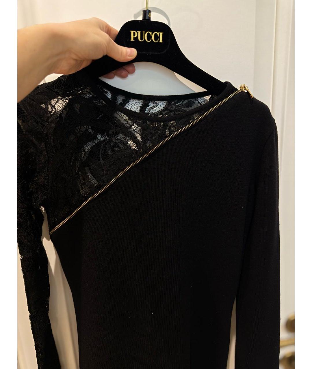 EMILIO PUCCI Черное хлопко-эластановое коктейльное платье, фото 4