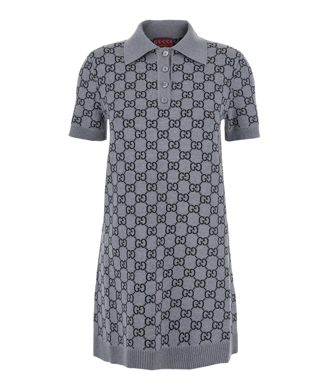 GUCCI Серое шерстяное повседневное платье, фото 1