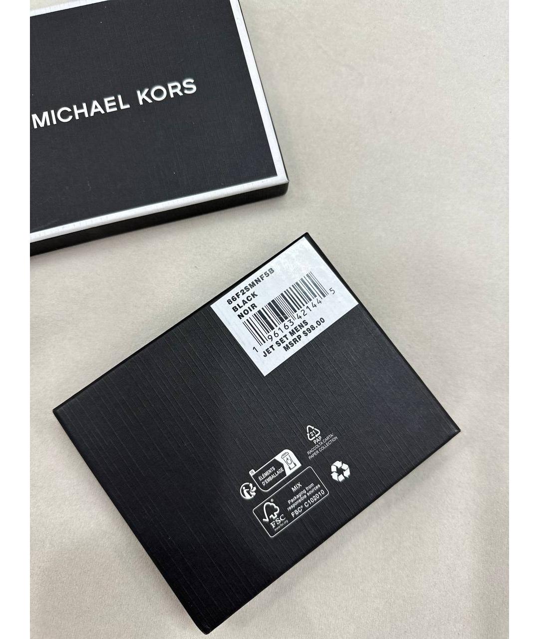 MICHAEL KORS Черный кожаный кошелек, фото 6