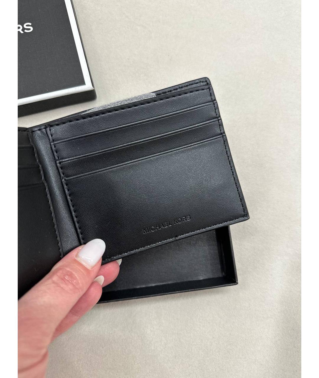 MICHAEL KORS Черный кожаный кошелек, фото 3