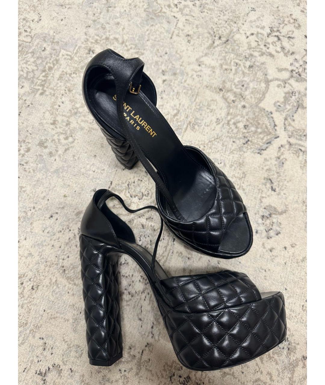 SAINT LAURENT Черные кожаные босоножки, фото 6