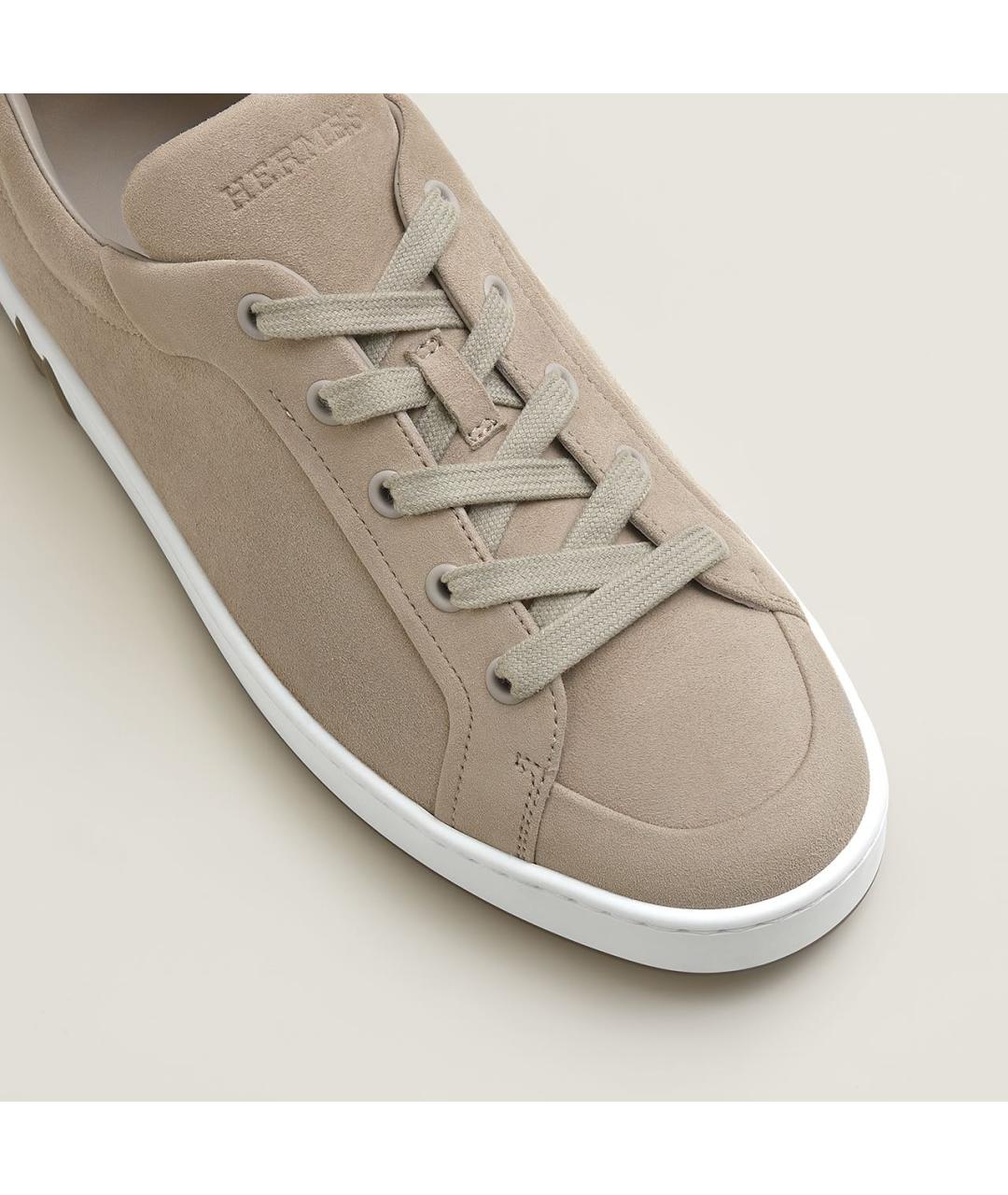 HERMES Бежевые замшевые кеды, фото 4