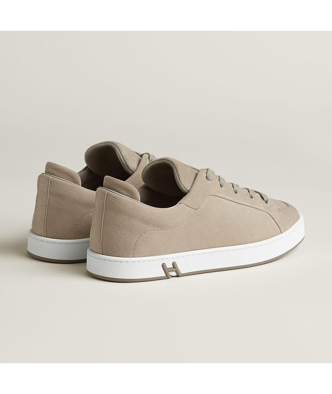 HERMES Бежевые замшевые кеды, фото 3