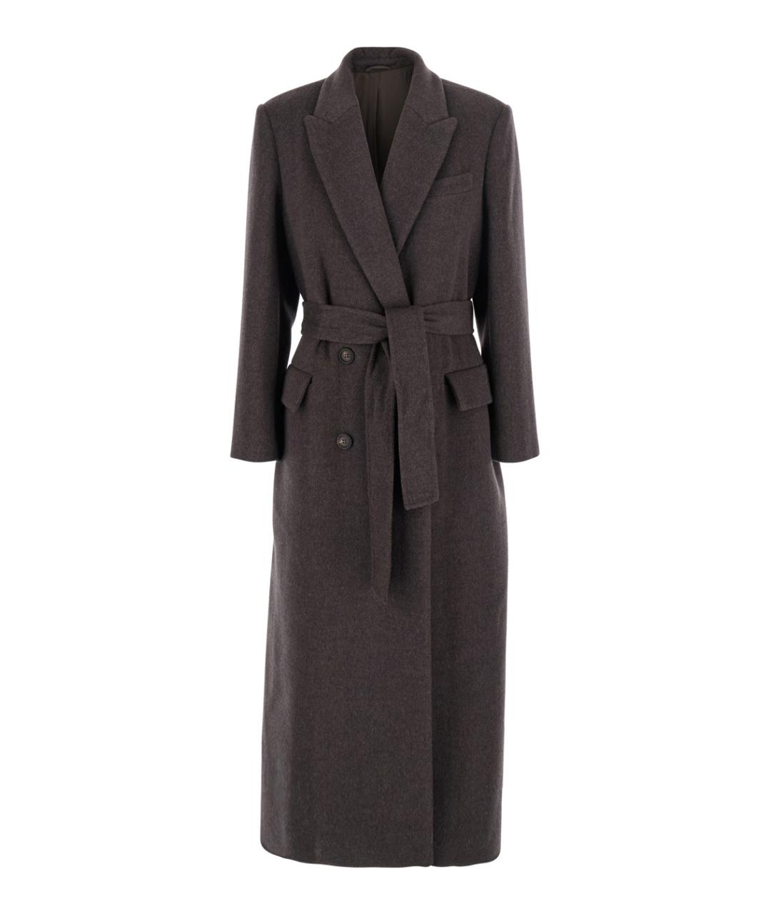 BRUNELLO CUCINELLI Коричневое шерстяное пальто, фото 1