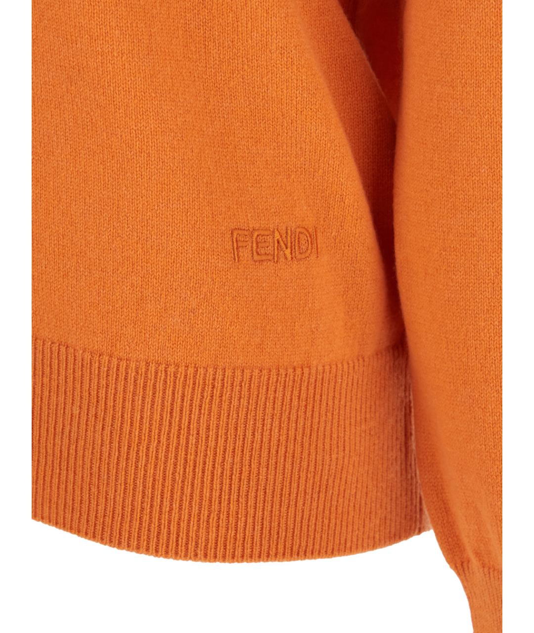 FENDI Оранжевый кашемировый джемпер / свитер, фото 3
