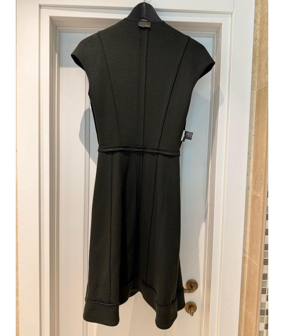 FENDI Зеленые шерстяное коктейльное платье, фото 3