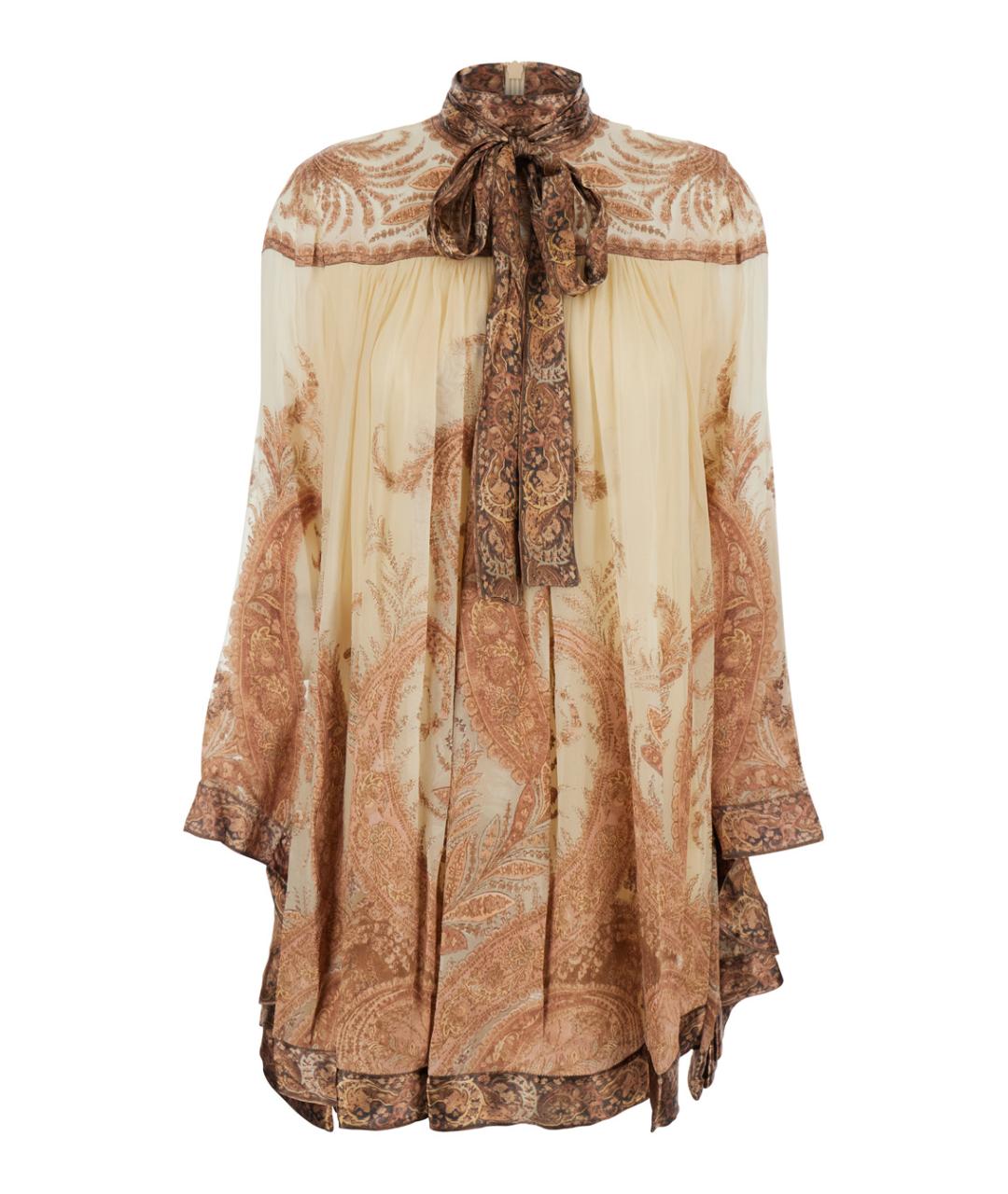 ZIMMERMANN Бежевое вискозное повседневное платье, фото 1