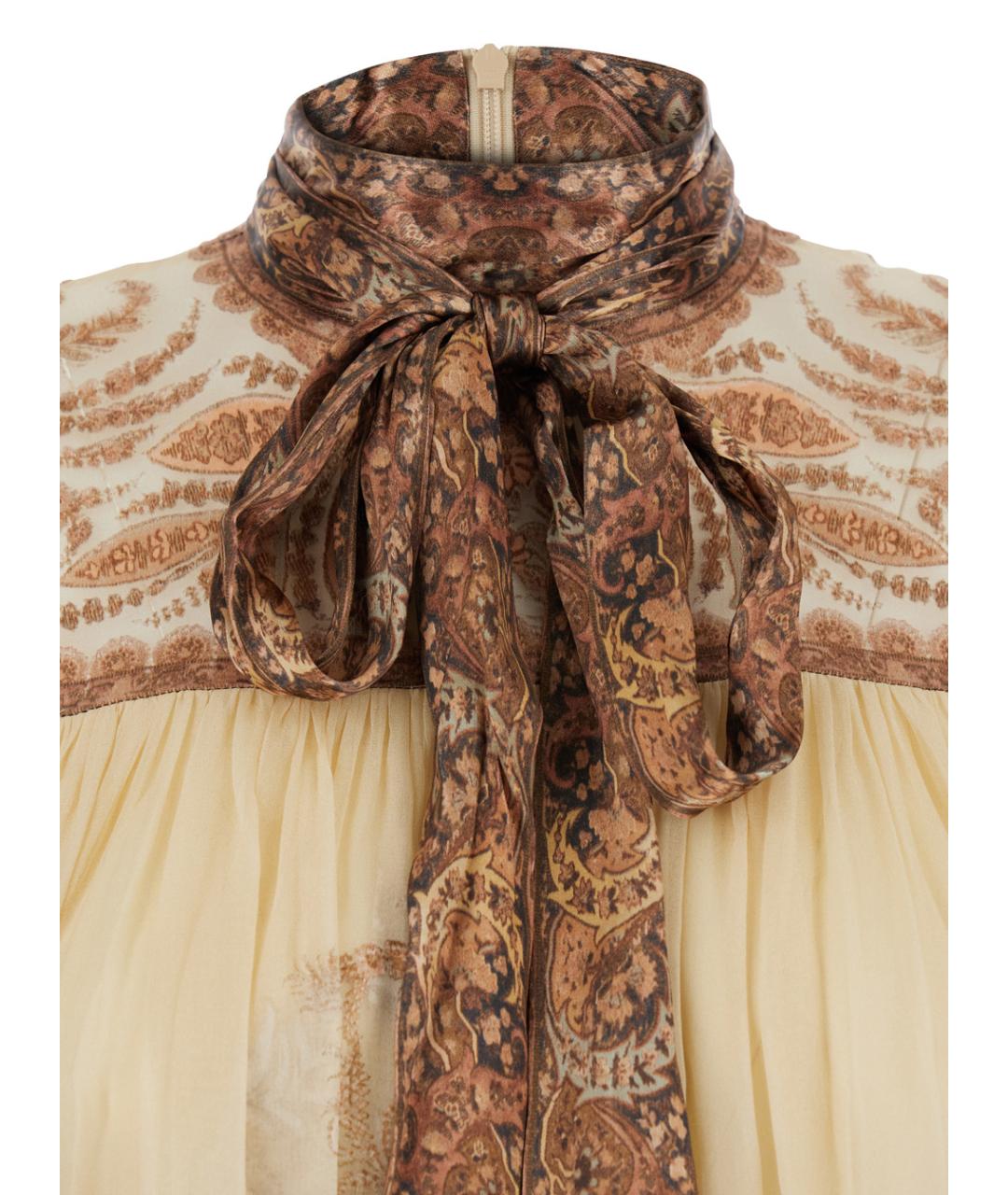 ZIMMERMANN Бежевое вискозное повседневное платье, фото 3