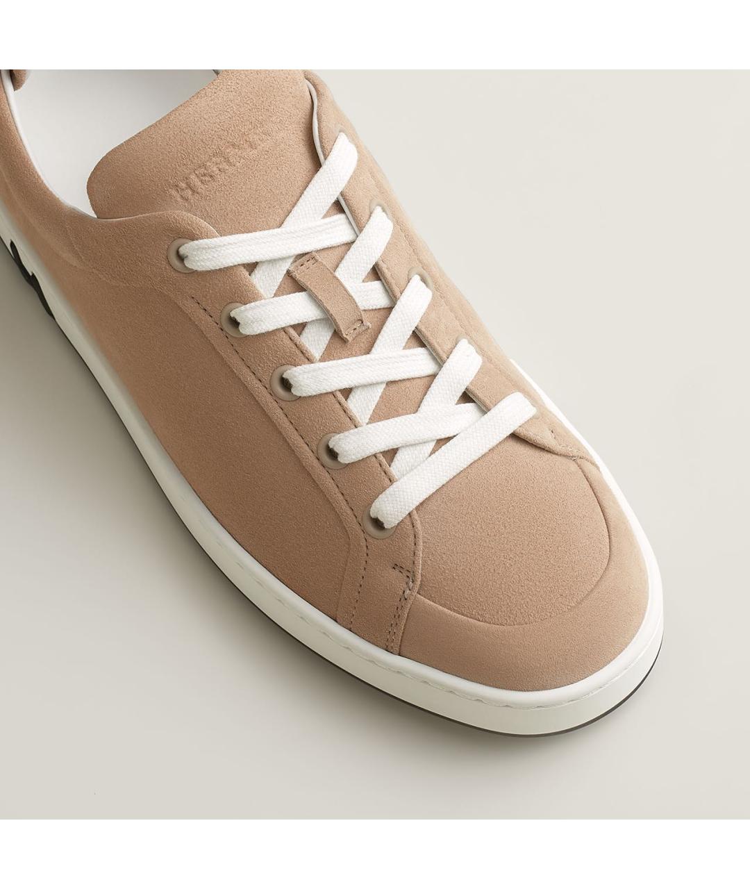 HERMES Бежевые замшевые кеды, фото 4