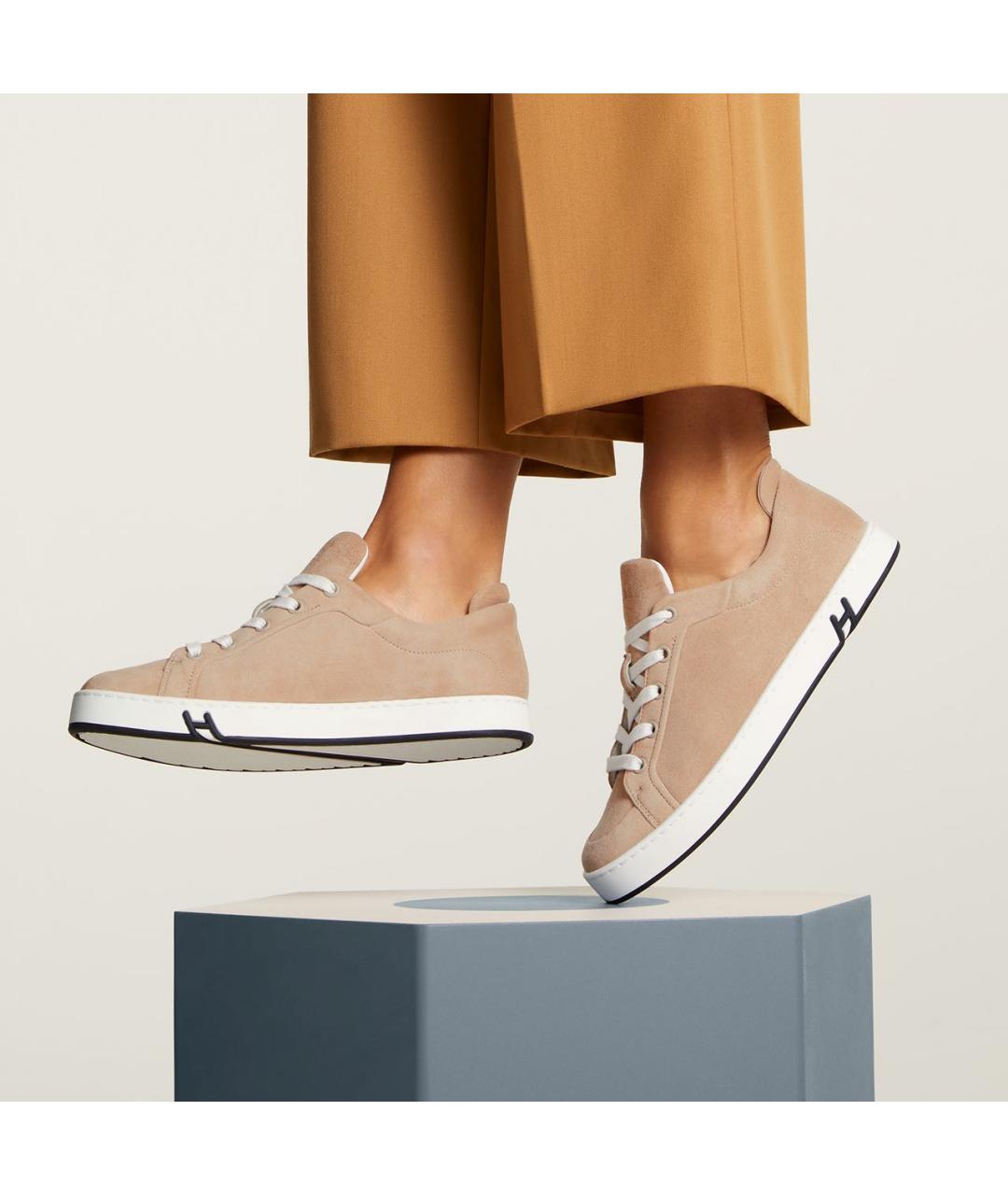 HERMES Бежевые замшевые кеды, фото 2