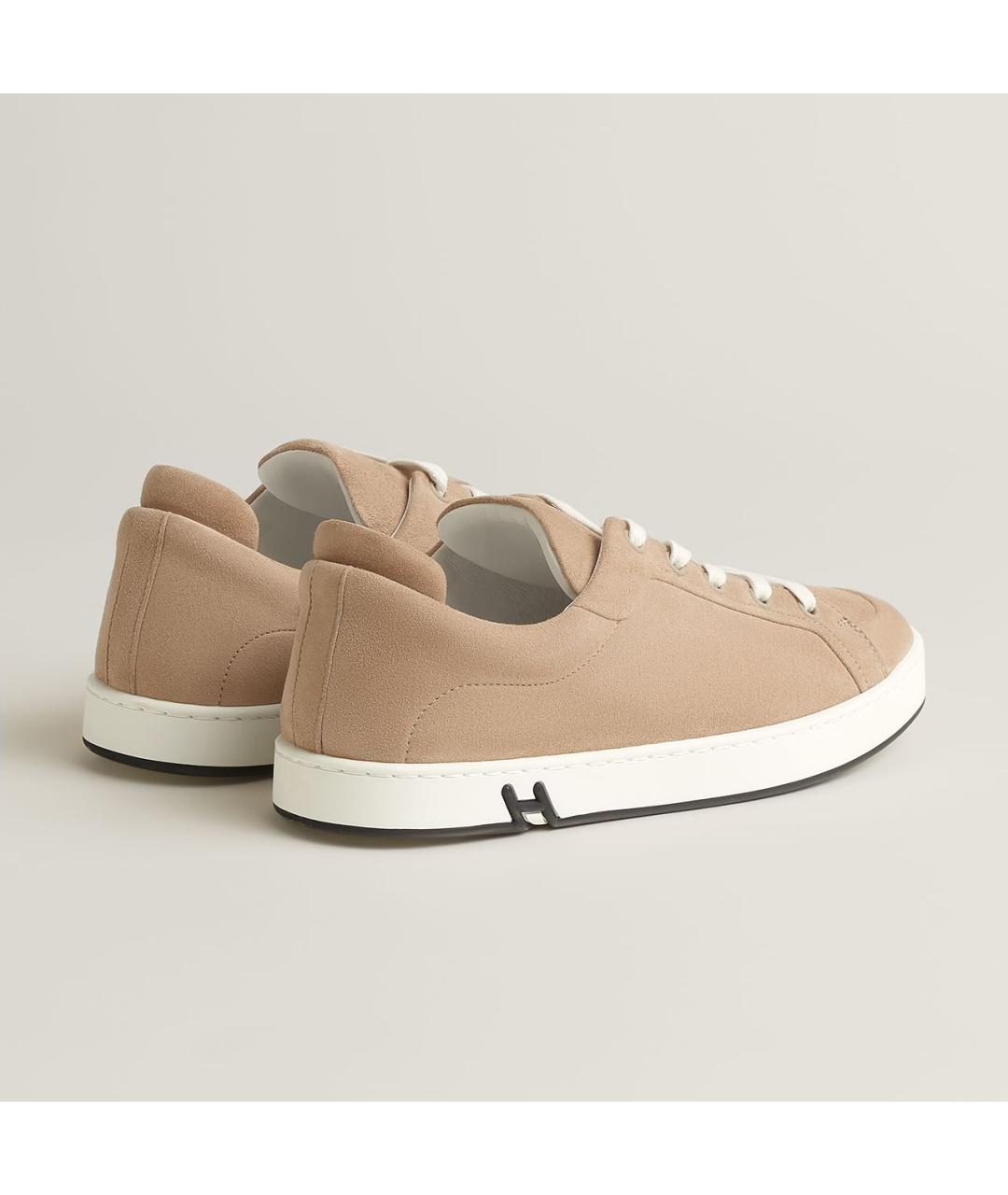 HERMES Бежевые замшевые кеды, фото 3