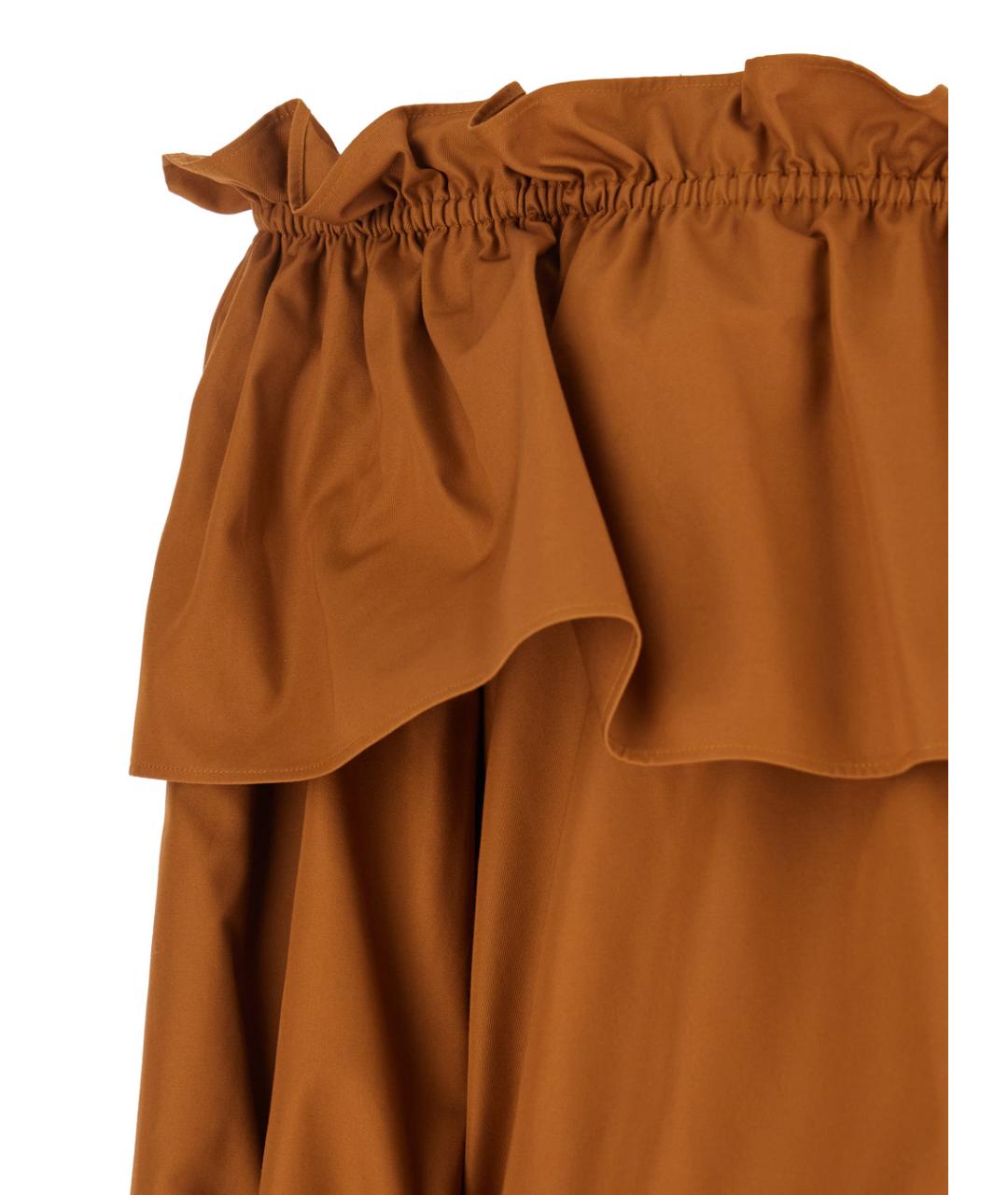 SAINT LAURENT Коричневое хлопковое повседневное платье, фото 3