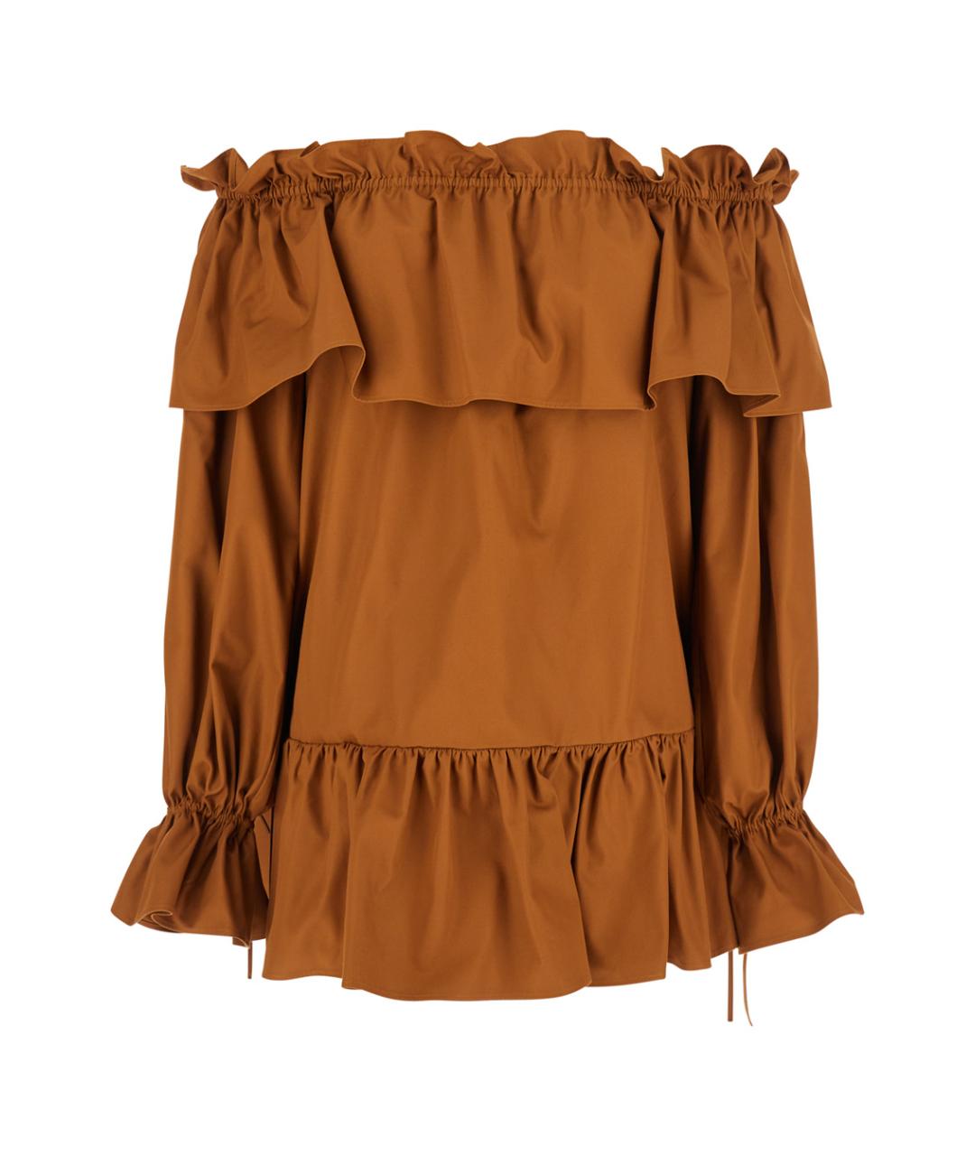 SAINT LAURENT Коричневое хлопковое повседневное платье, фото 1