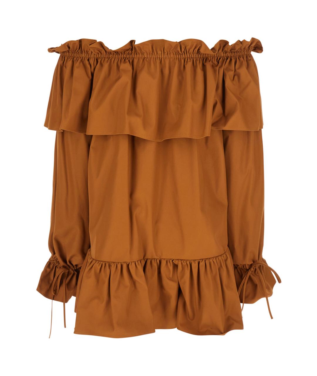 SAINT LAURENT Коричневое хлопковое повседневное платье, фото 2