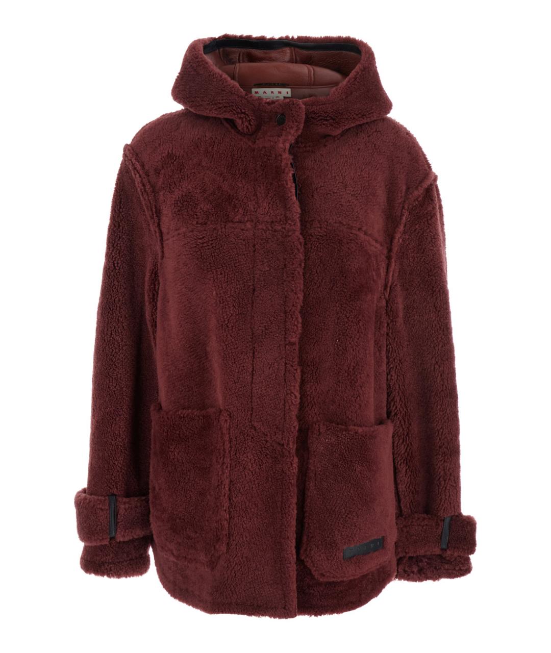 MARNI Бордовая меховая дубленка, фото 1
