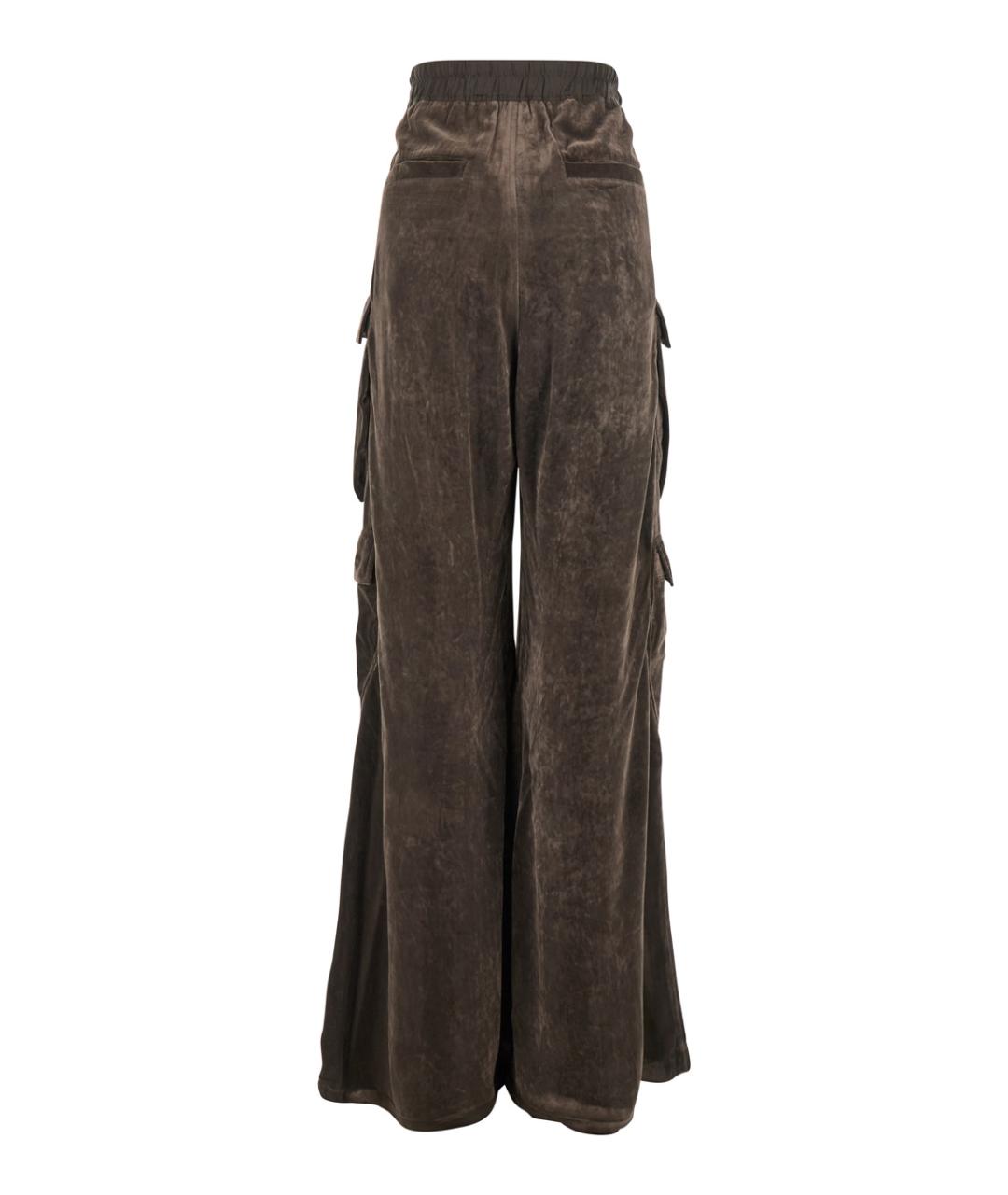 RICK OWENS Коричневые вискозные прямые брюки, фото 2