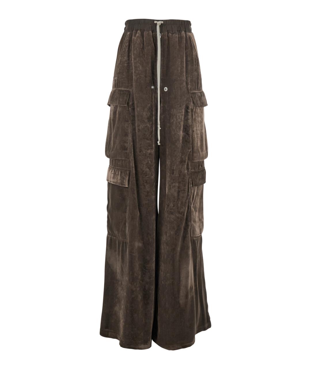 RICK OWENS Коричневые вискозные прямые брюки, фото 1