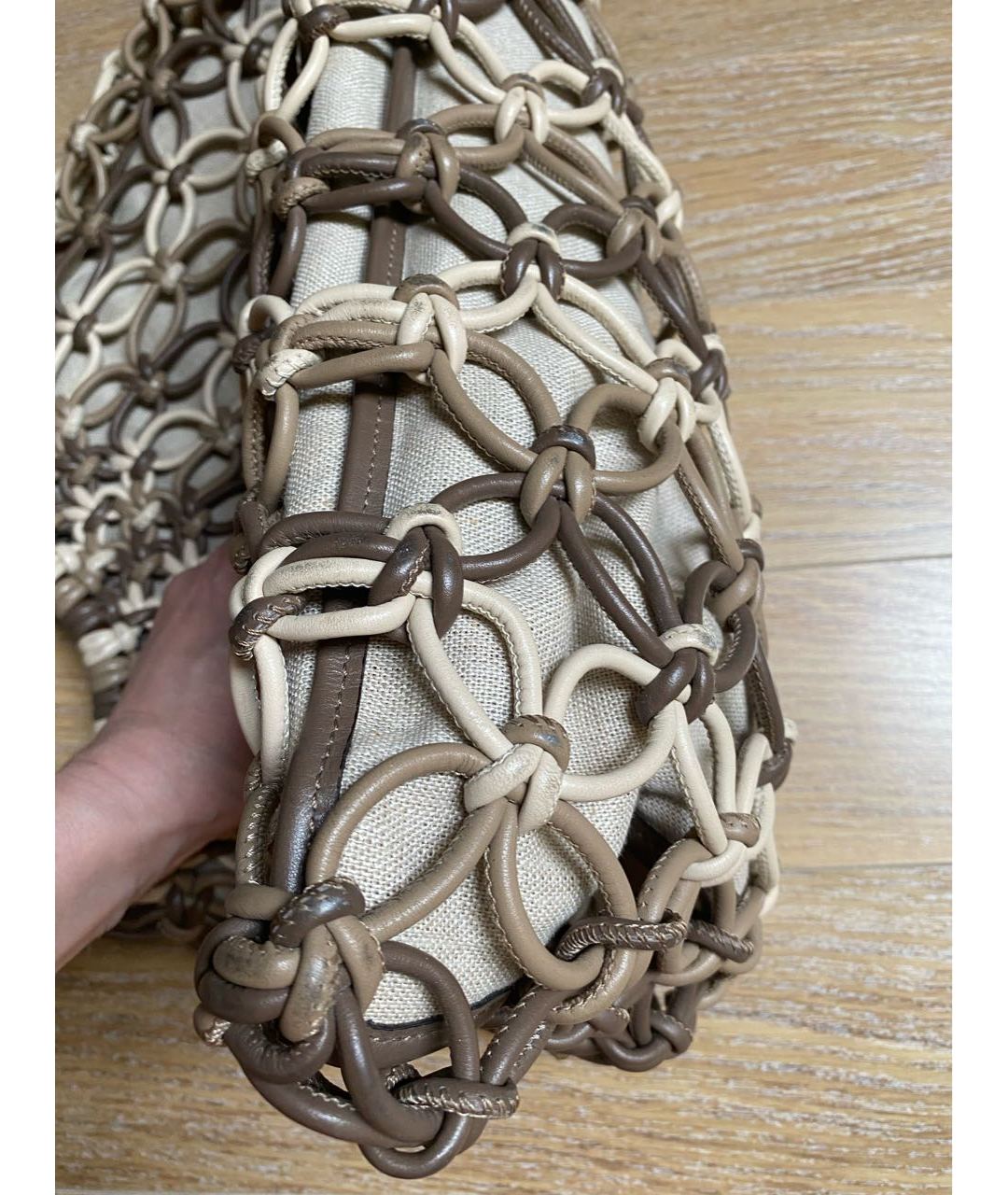 MICHAEL KORS Бежевая кожаная пляжная сумка, фото 8