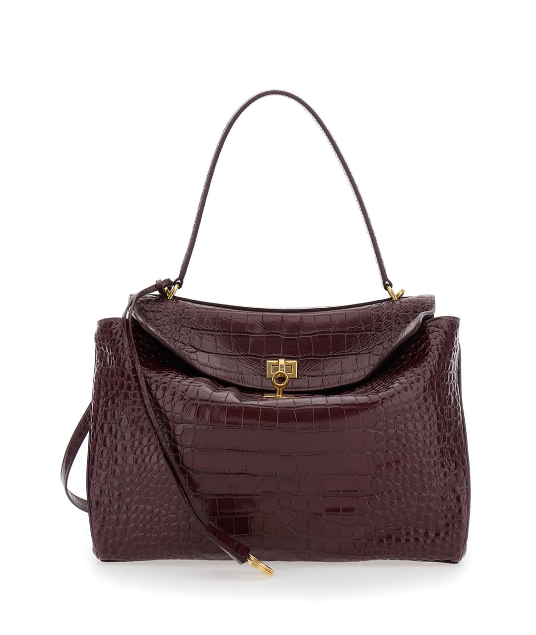 BALENCIAGA Бордовая кожаная сумка тоут, фото 1