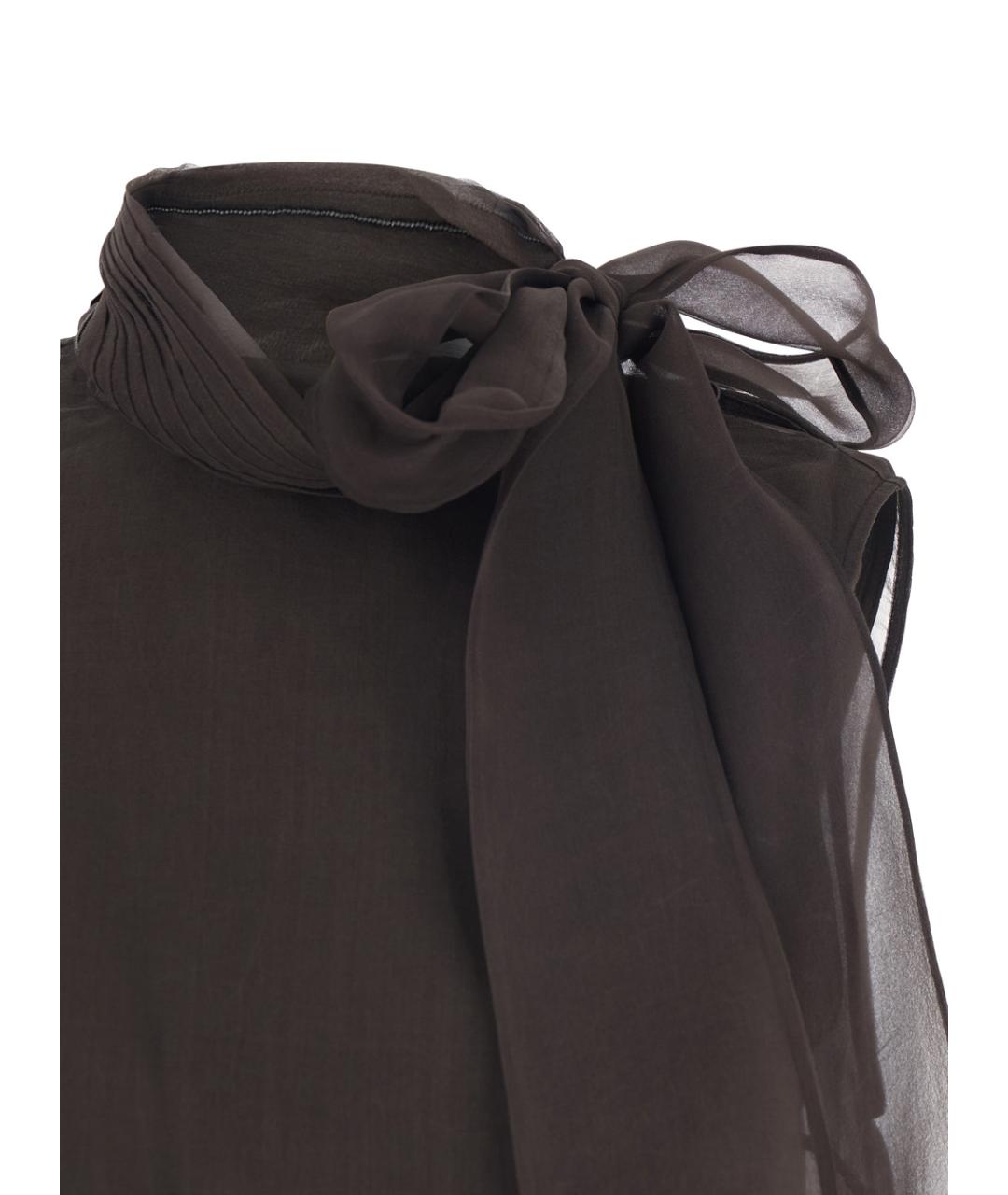 BRUNELLO CUCINELLI Коричневая шелковая блузы, фото 3