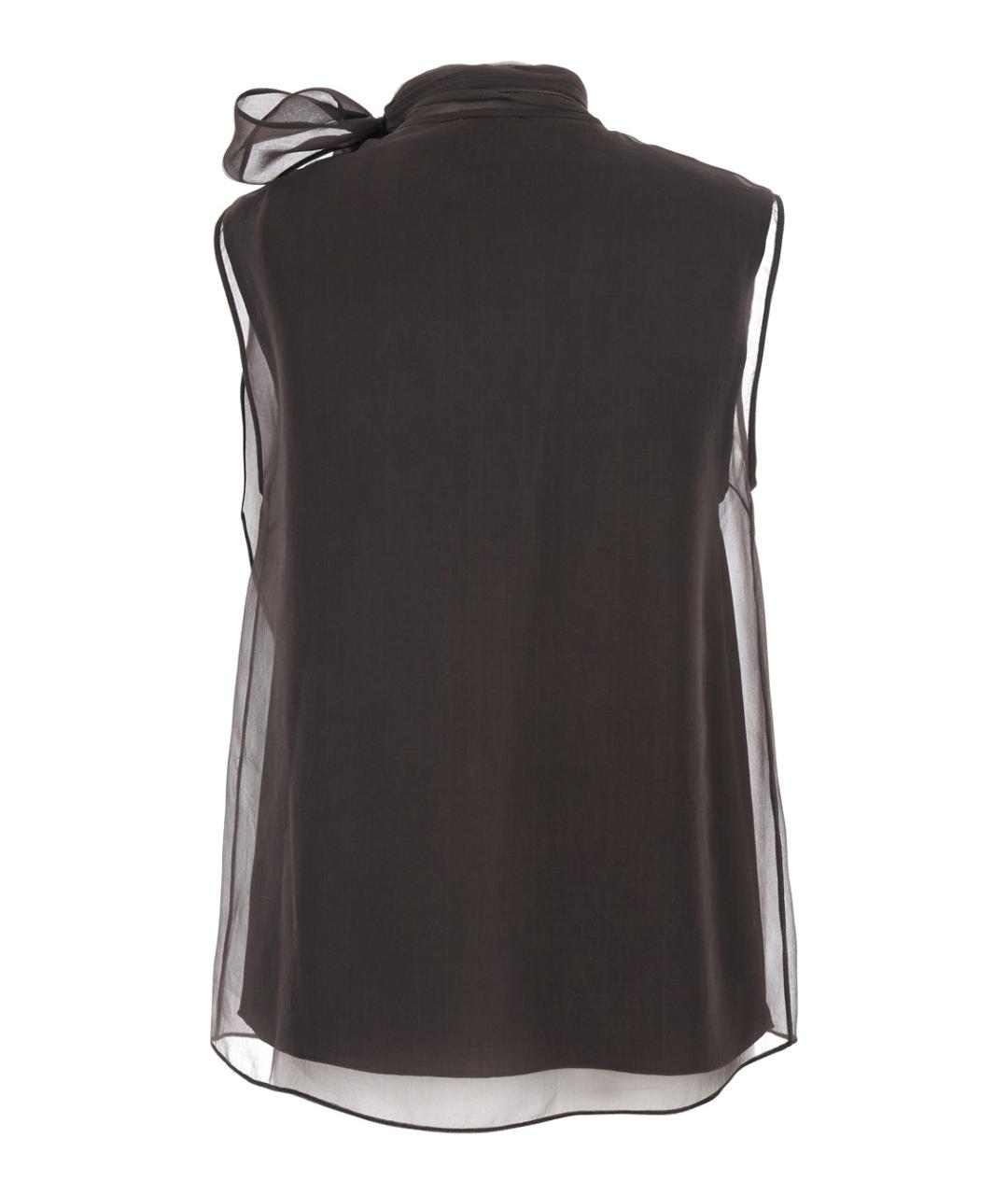 BRUNELLO CUCINELLI Коричневая шелковая блузы, фото 2