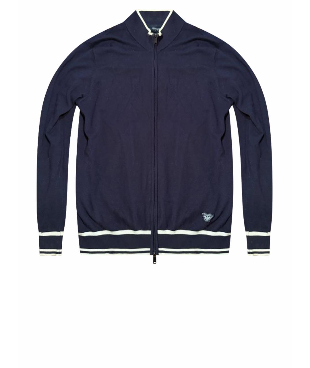 ARMANI JEANS Темно-синий вискозный кардиган, фото 1