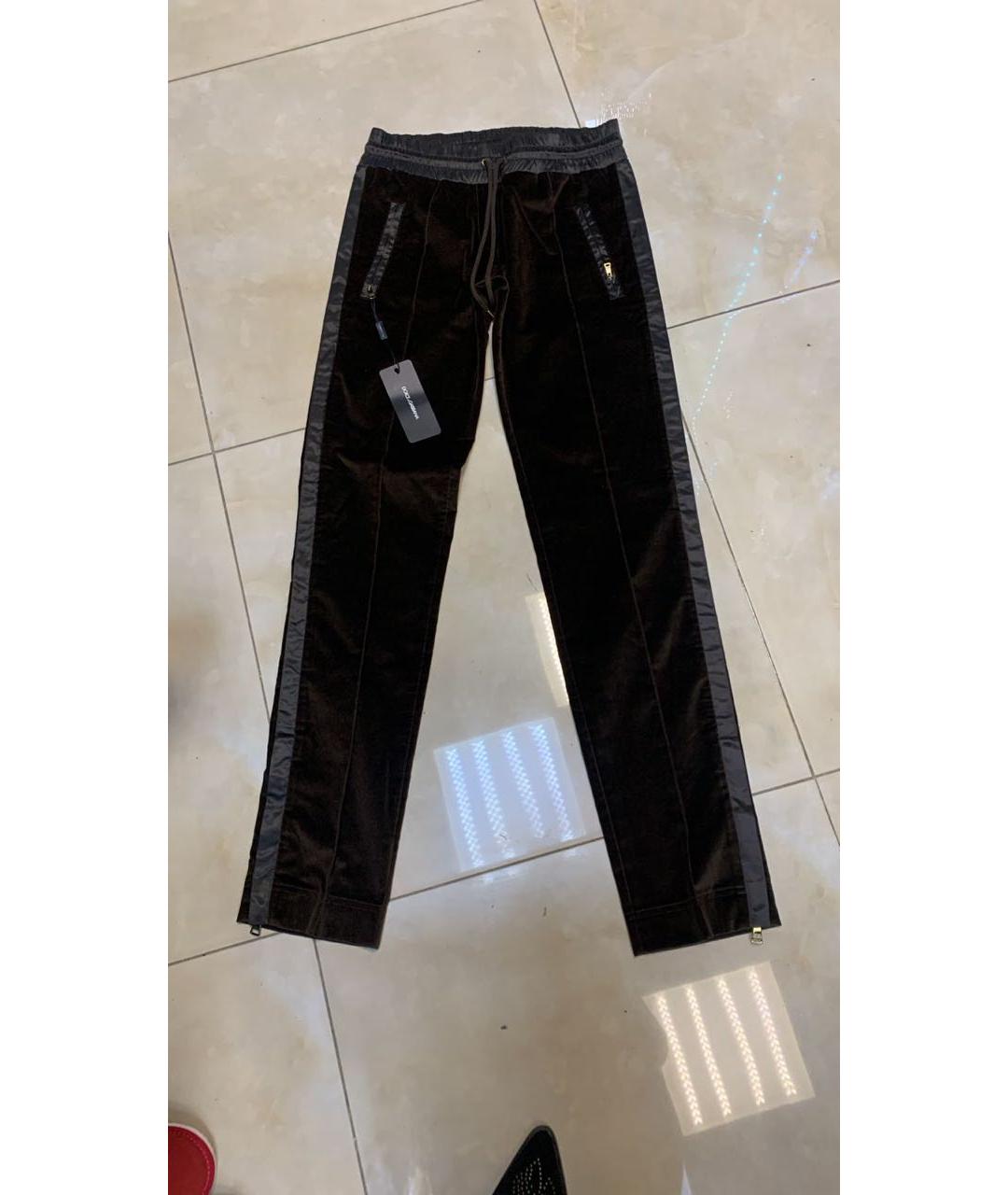DOLCE&GABBANA Коричневые бархатные прямые брюки, фото 3