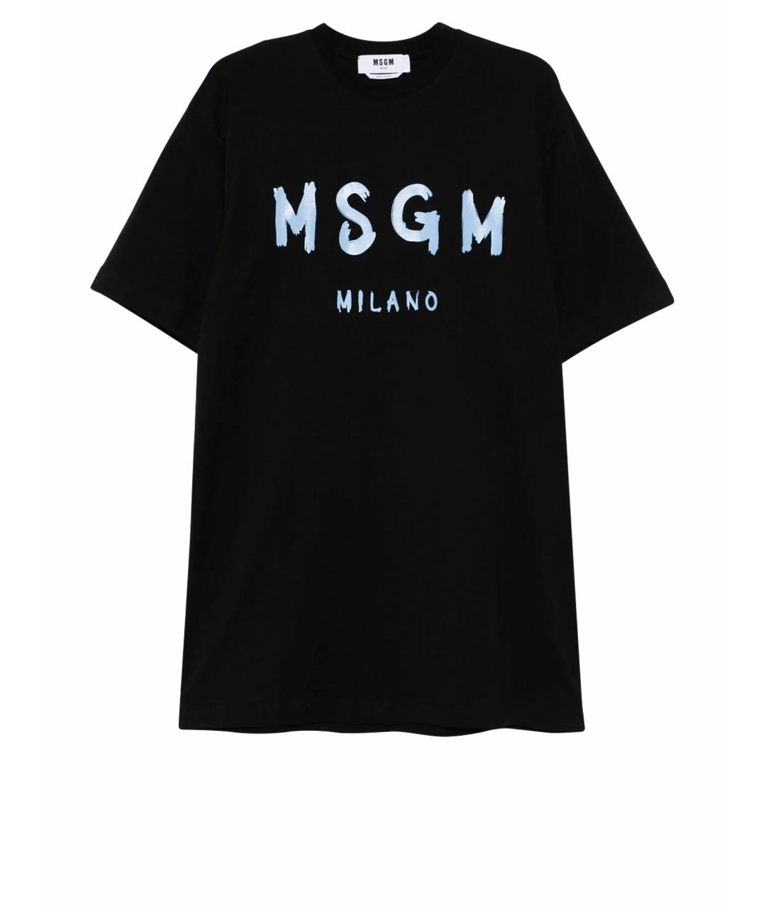 MSGM Черное хлопковое повседневное платье, фото 1