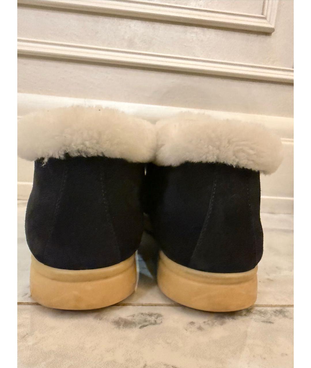 LORO PIANA Темно-синие замшевые ботинки, фото 4