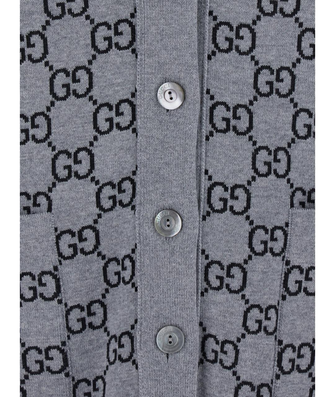 GUCCI Серый шерстяной кардиган, фото 3