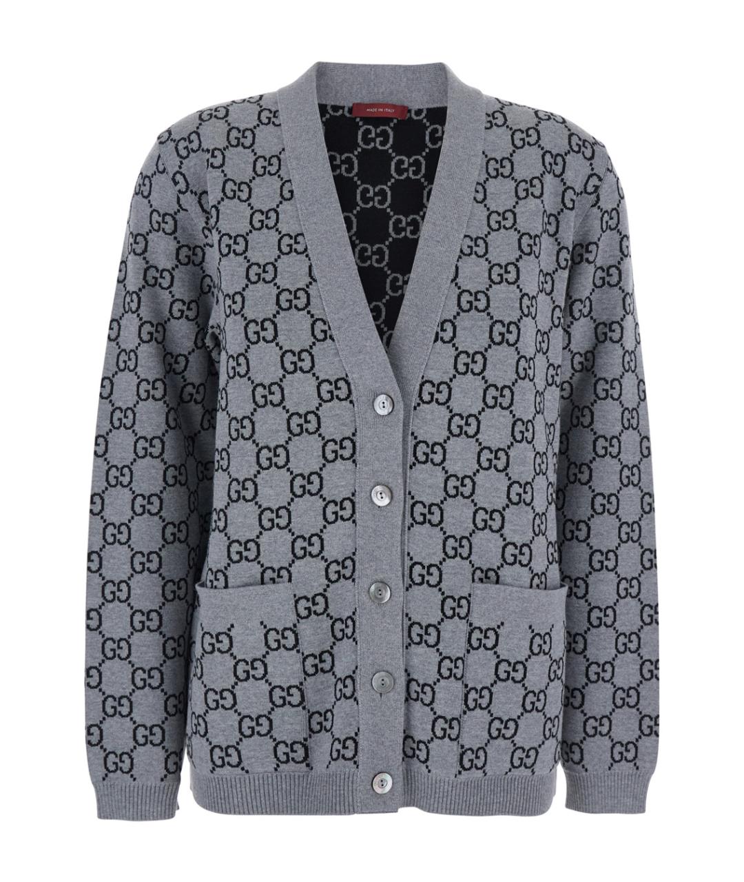 GUCCI Серый шерстяной кардиган, фото 1