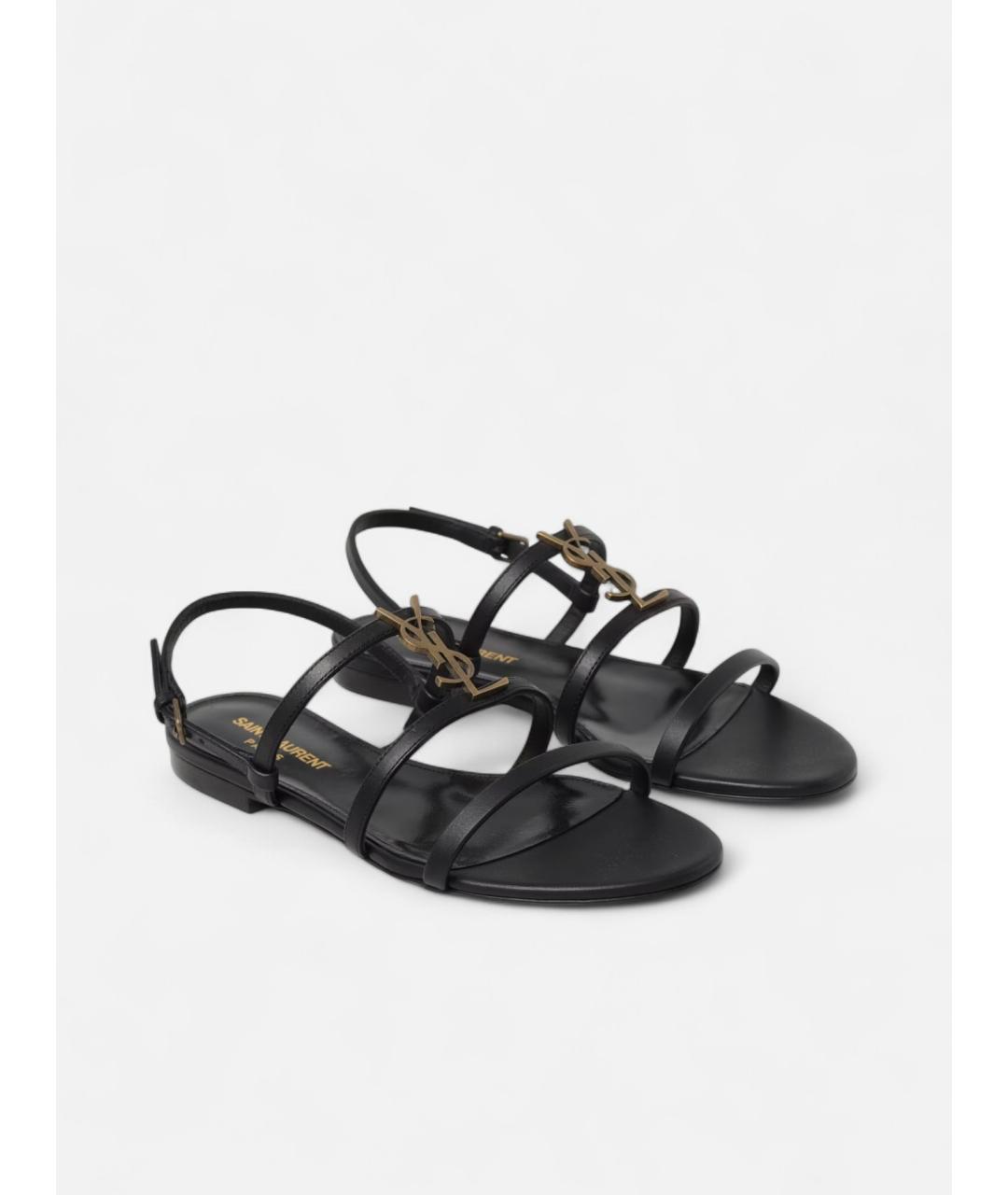 SAINT LAURENT Синие кожаные сандалии, фото 2