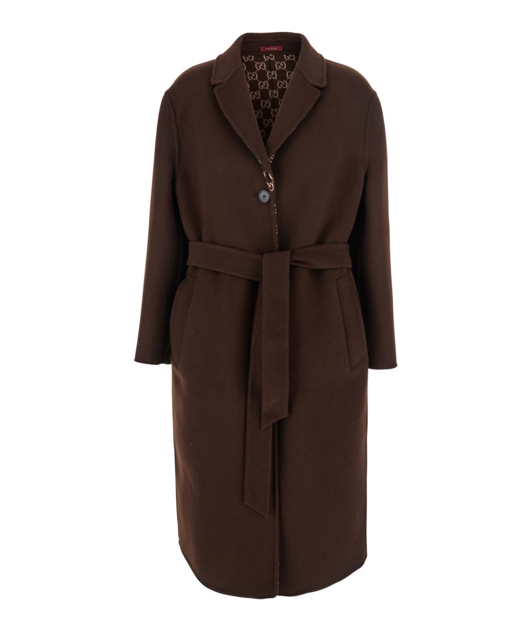 GUCCI Коричневое шерстяное пальто, фото 1