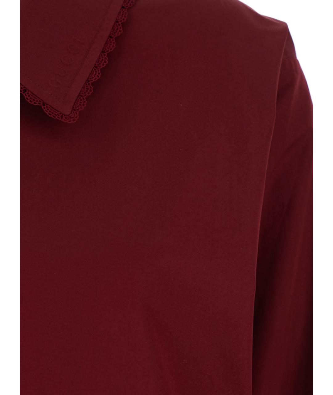 GUCCI Бордовая хлопковая рубашка, фото 3